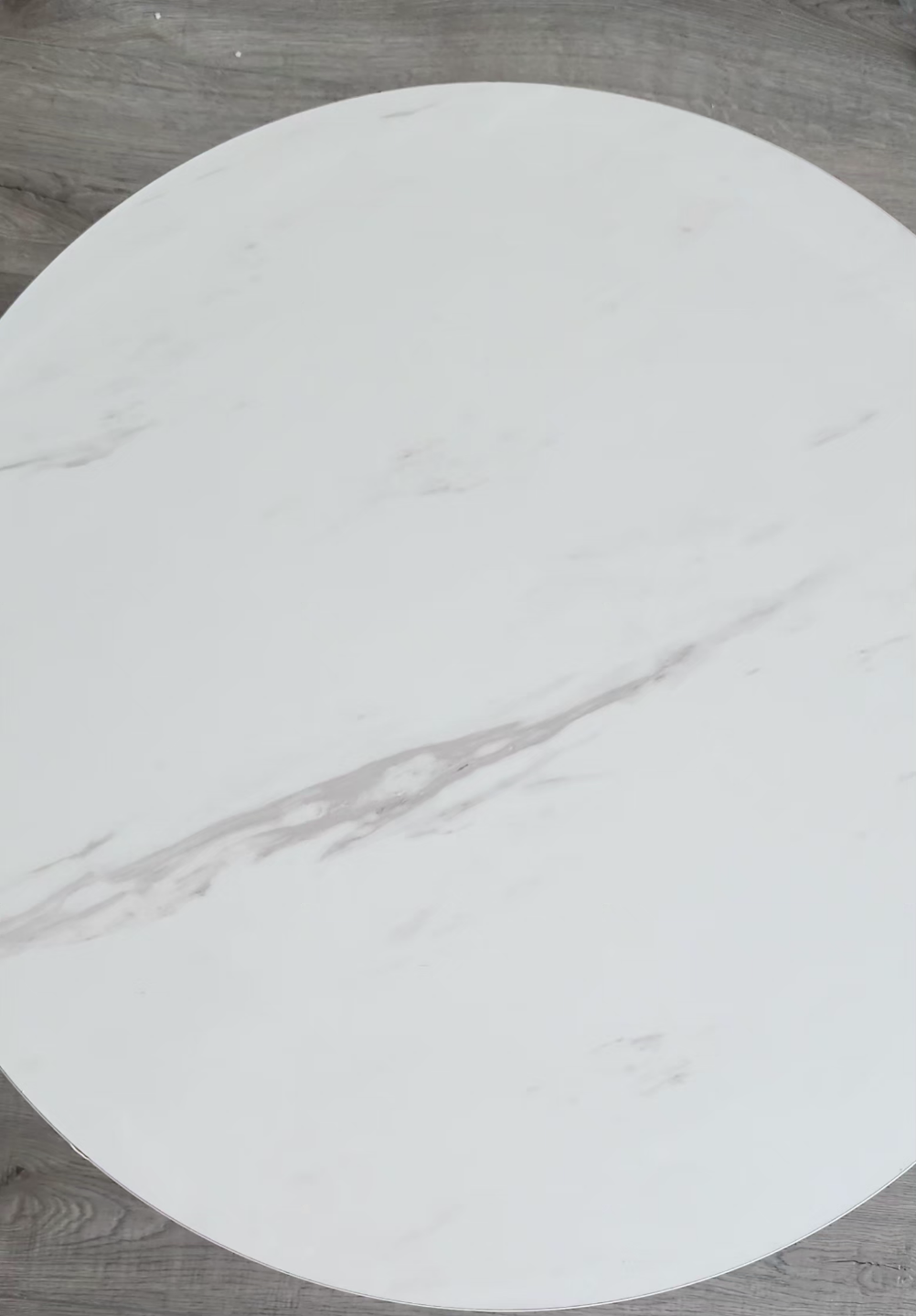 Nest of Two Round Marble-Look Coffee Tables with Gold Legs - photo 2