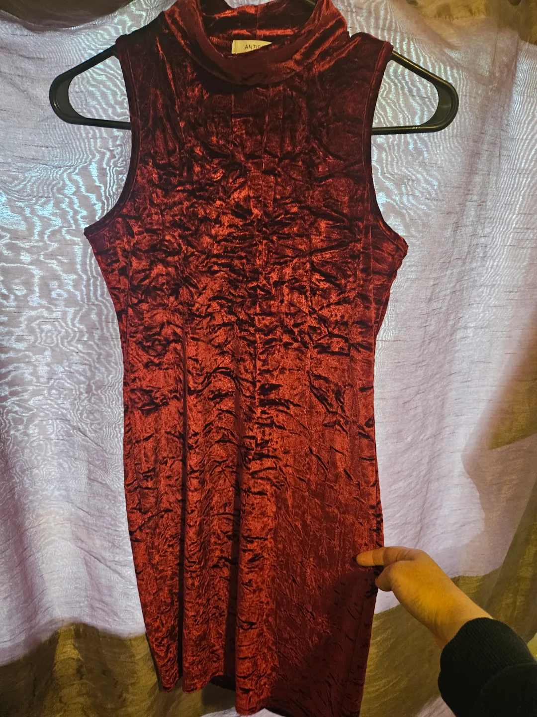 ANTISTAR Red Velvet Mini Dress thumbnail
