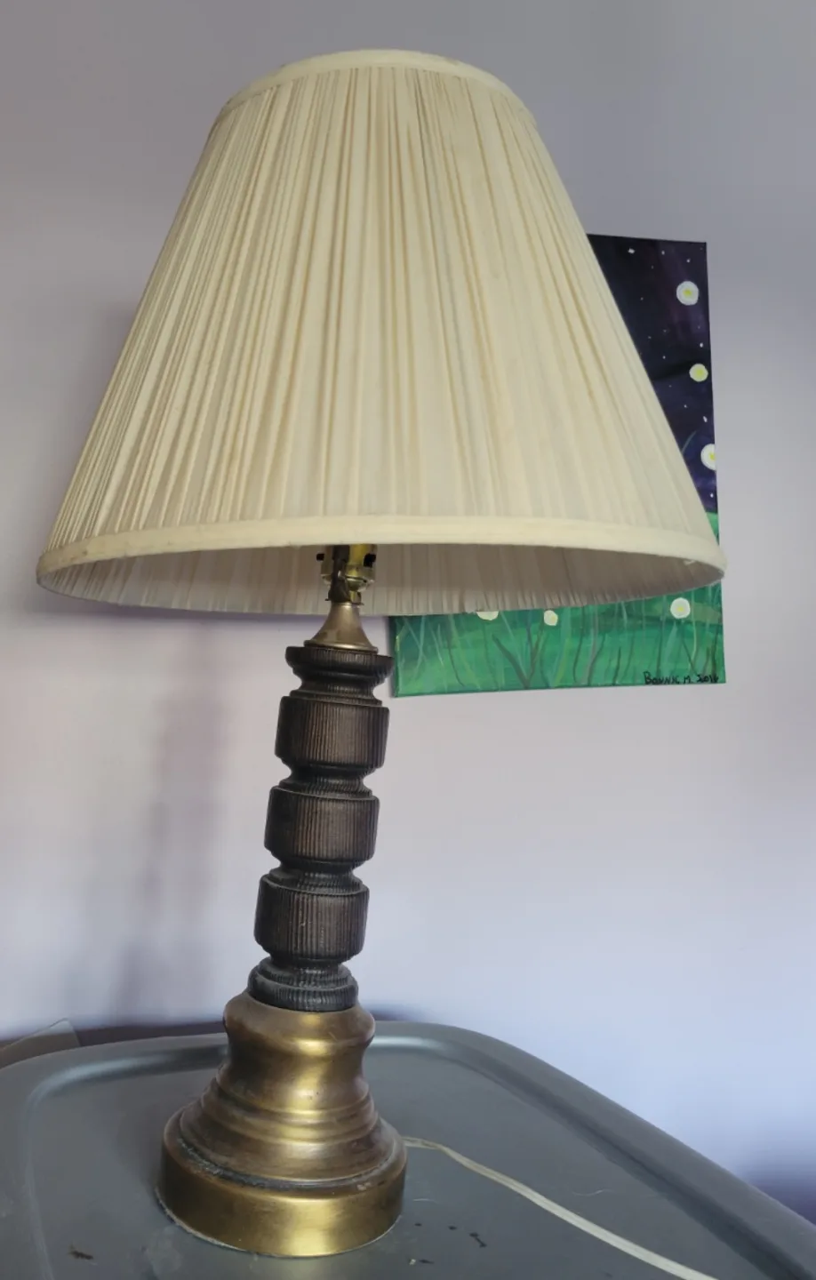 Vintage Table Lamp with Pleated Shade🏒 thumbnail