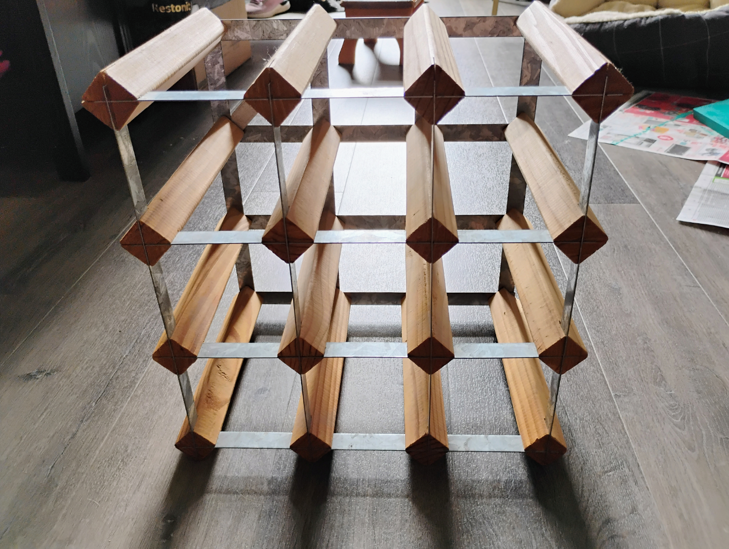 Wooden and Metal Wine Rack