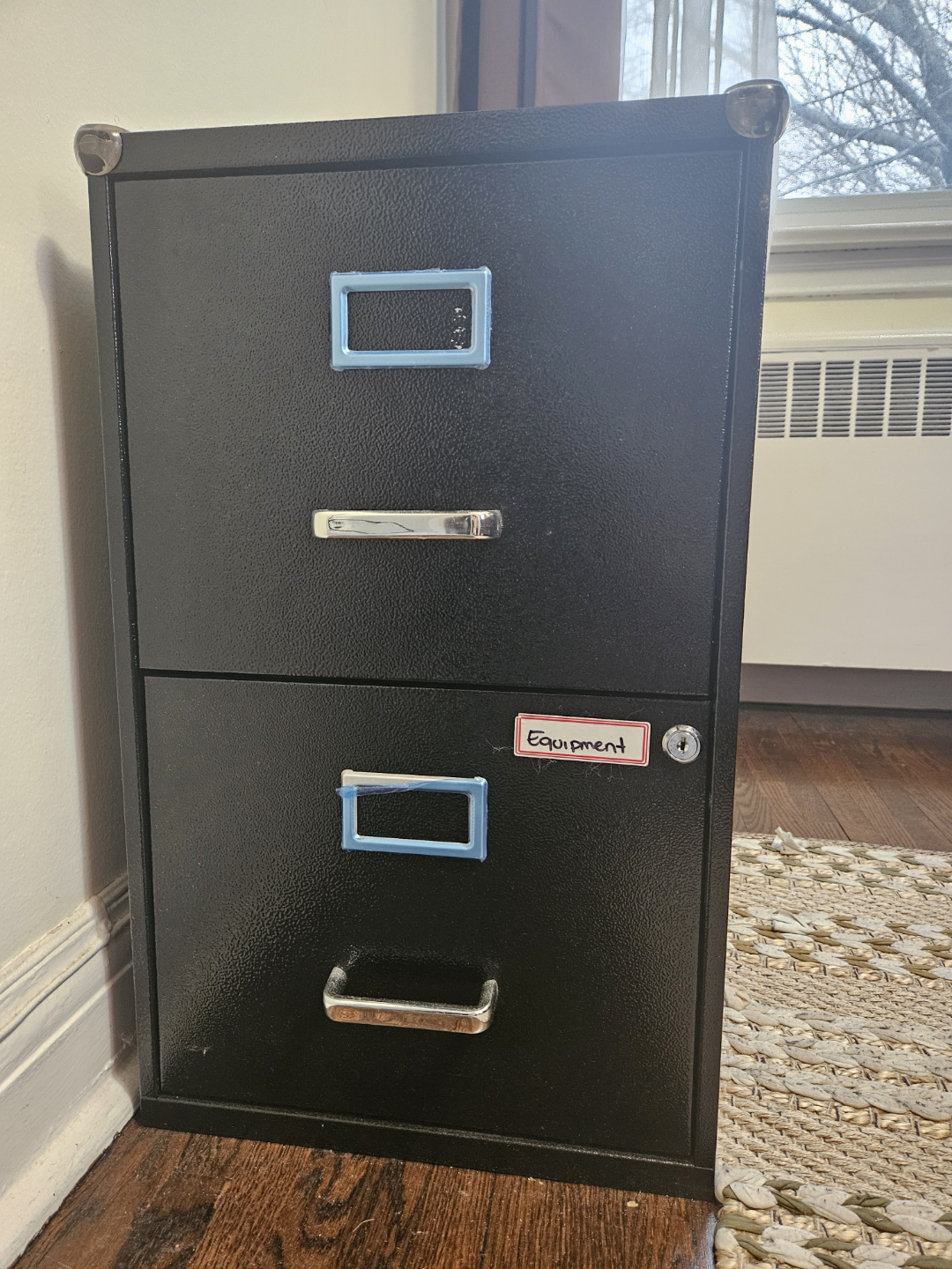 Black Two-Drawer Metal Filing Cabinet