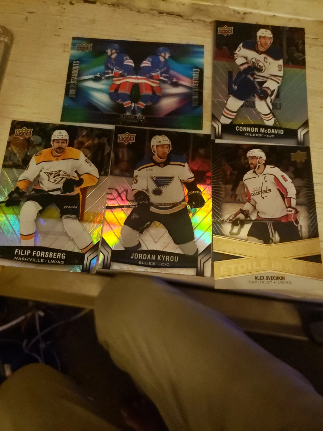 Five Hockey Cards - Forsberg, Kyrou, McDavid, Ovechkin, Fox