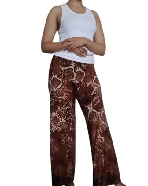 Flowy Snake Skin Print Pants thumbnail