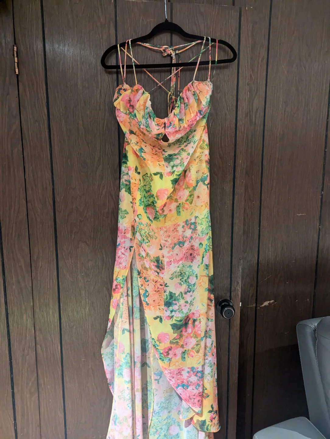 Floral Thigh Slit Maxi Sundress image indicator(2)