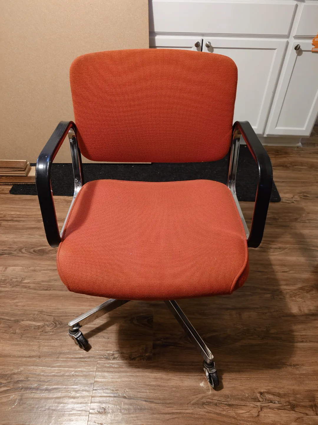 Vintage Orange Swivel Office Chair (made in Ontario) thumbnail