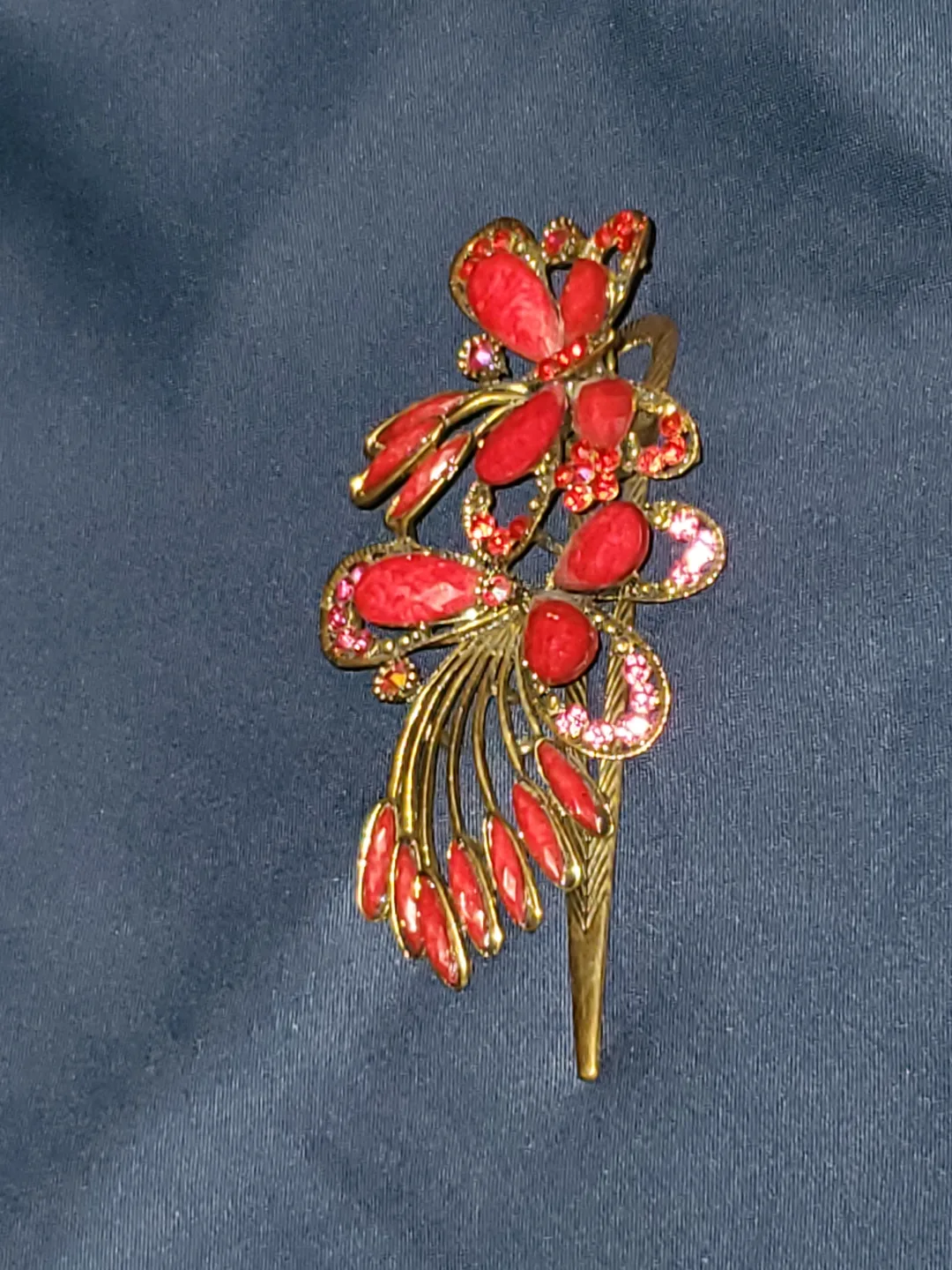 Red and Gold Flower Hair Clip image indicator(5)