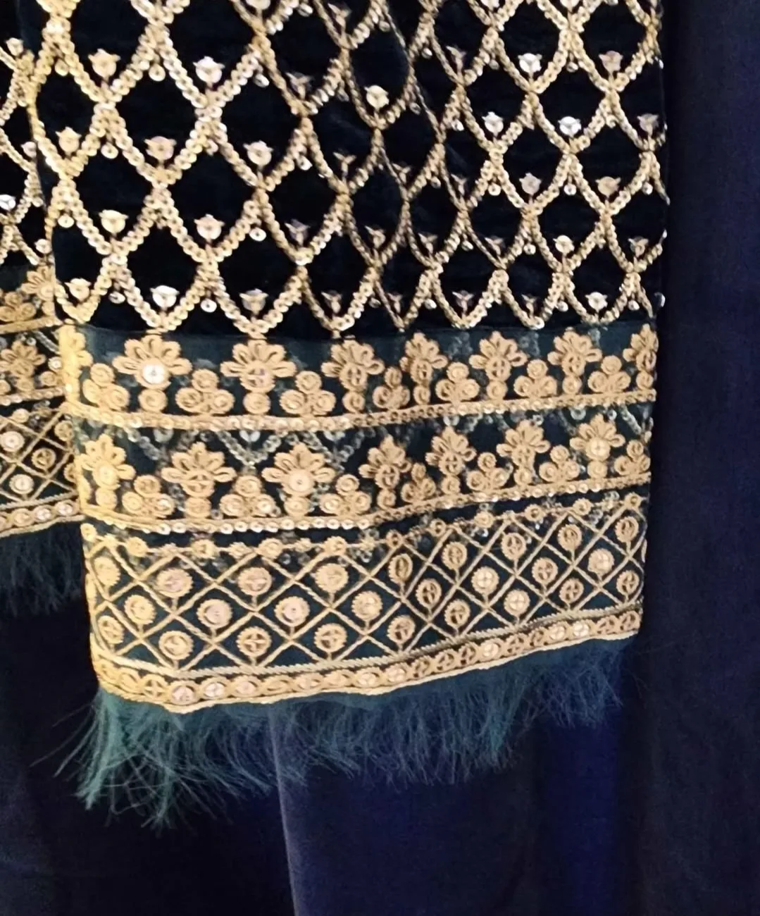 Cross Stitch Velvet Shalwar Kameez Gold image indicator(4)