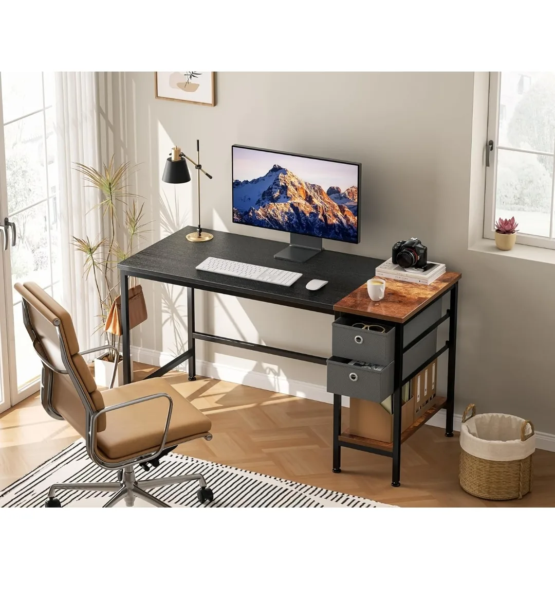 Computer Desk with Two Drawers and Shelf🏒🏒🏒 image indicator(3)