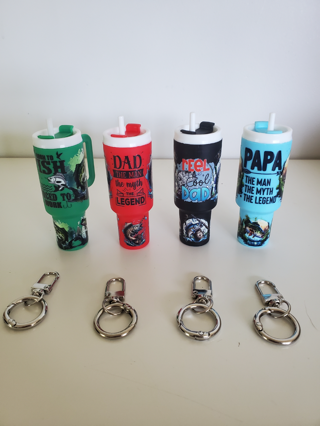 Fathers Day Fishing Themed Tumbler Keychains - New