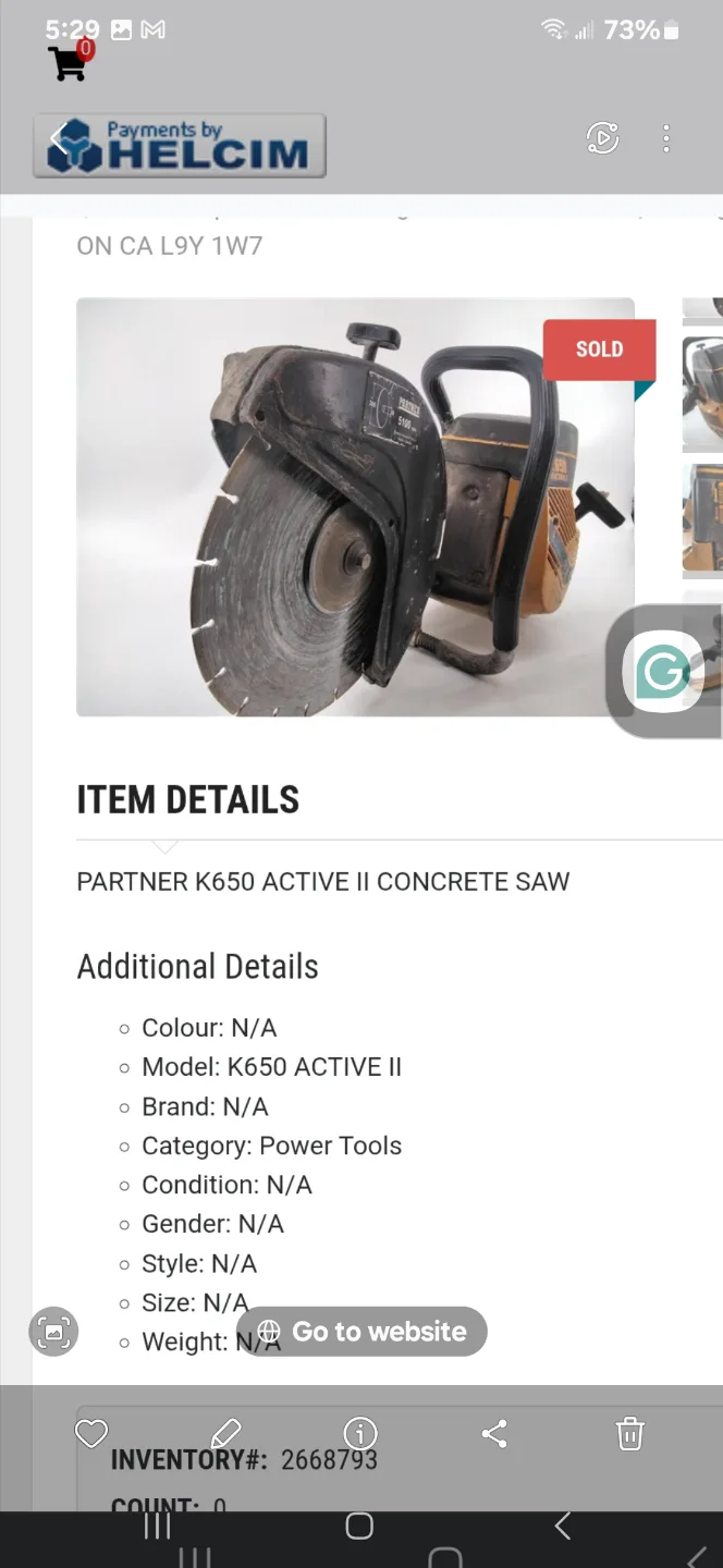 Partner K650 Active II Concrete Saw thumbnail