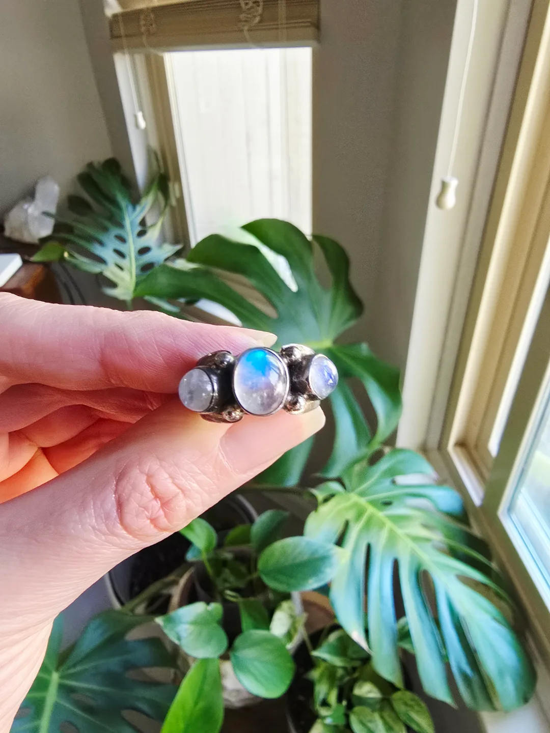 New Moonstone natural 925stamp sterling silver ring thumbnail