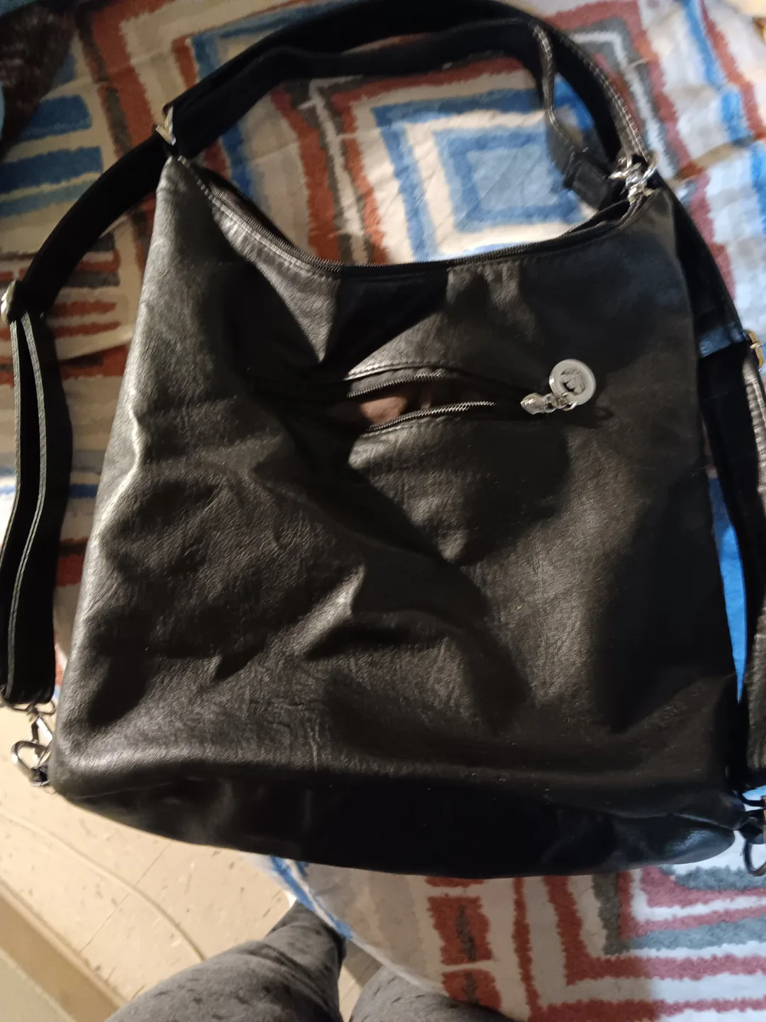 🥕Black Leather Convertible Backpack Purse image indicator(2)