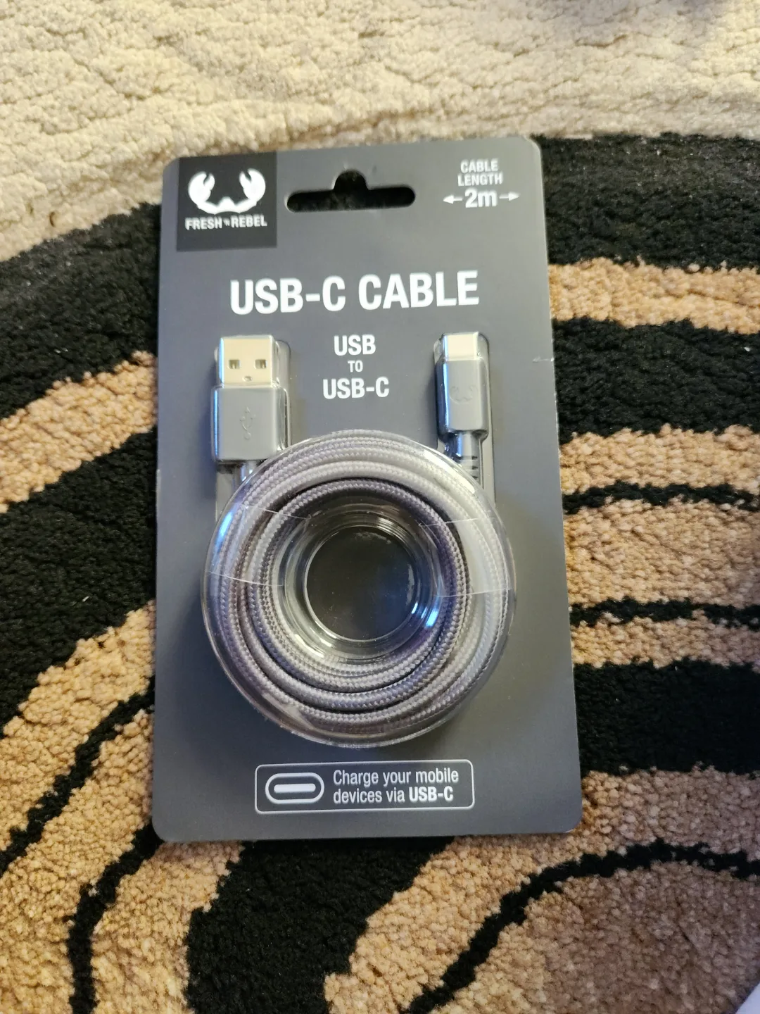 Fresh'n Rebel USB-C Cable - 2m Braided Nylon Cable
