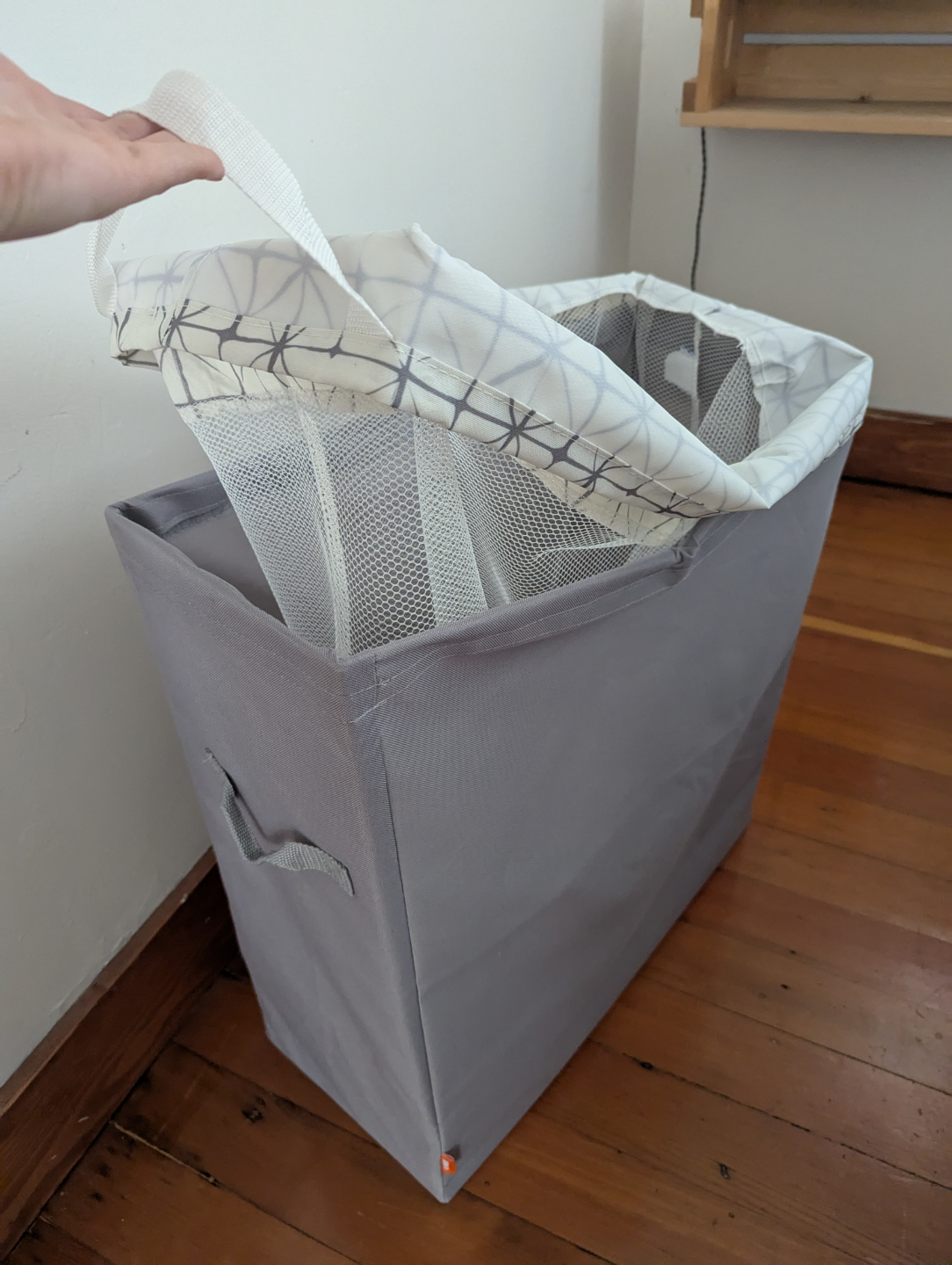 Grey Fabric Laundry Hamper with removable bag - photo 3