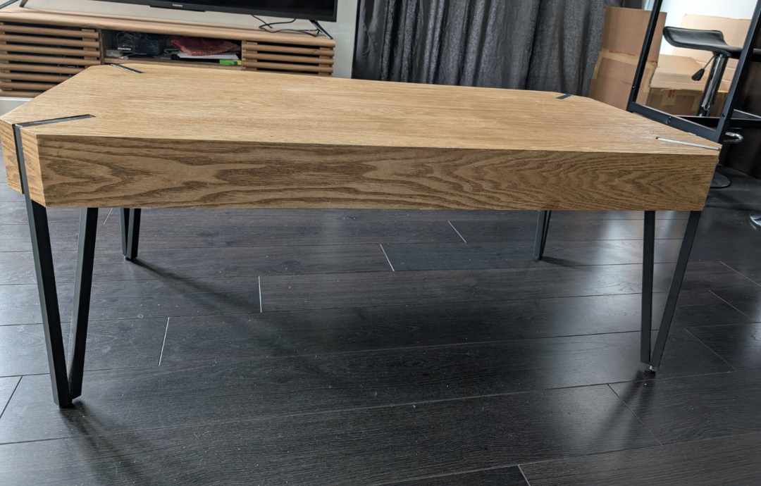 Modern Wood Coffee Table with Black Metal Legs