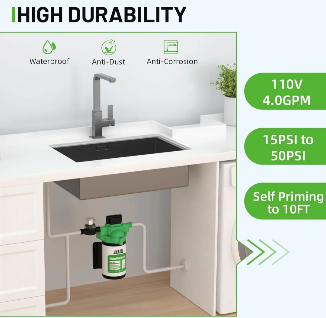 ON DEMAND WATER PUMP, RV & MULTI USE, 110V AC 4.0GPM/15.0LPM image indicator(6)