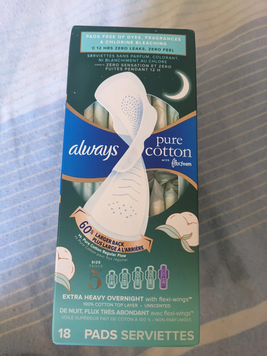 Always Pure Cotton with Flexfoam Overnight Pads - Size 5 image indicator(3)