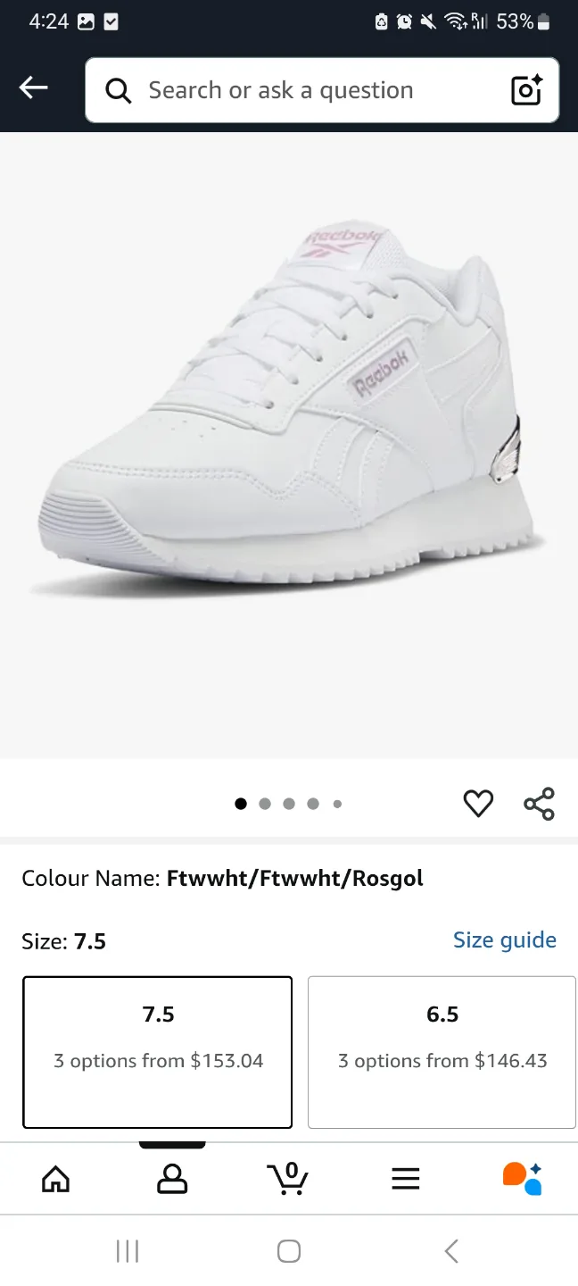 Women's Reebok Glide Ripple Clip Sneaker - Size 7.5 image indicator(4)