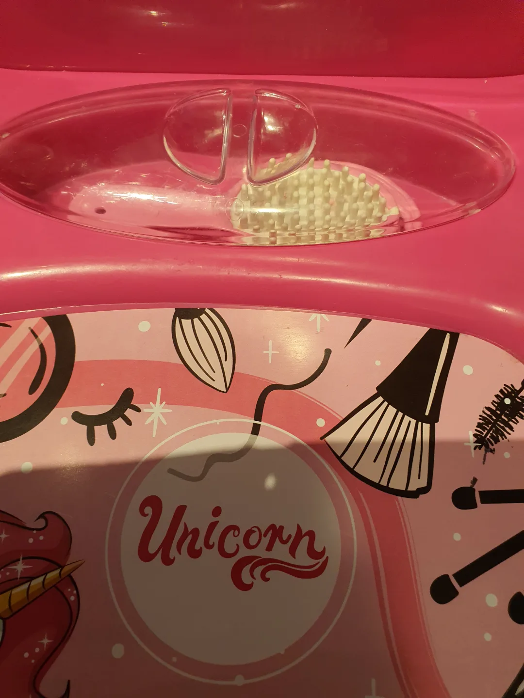 Pink Unicorn dresser table with stool and Accessories#freecycle image indicator(3)