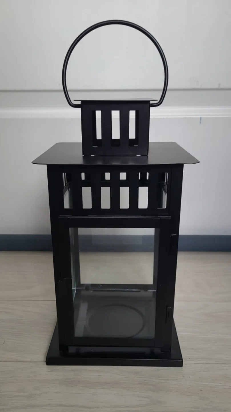 Black Metal Lantern with Glass Panels image indicator(4)