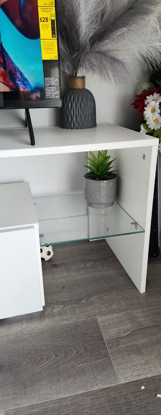 White TV Stand with Storage - photo 3
