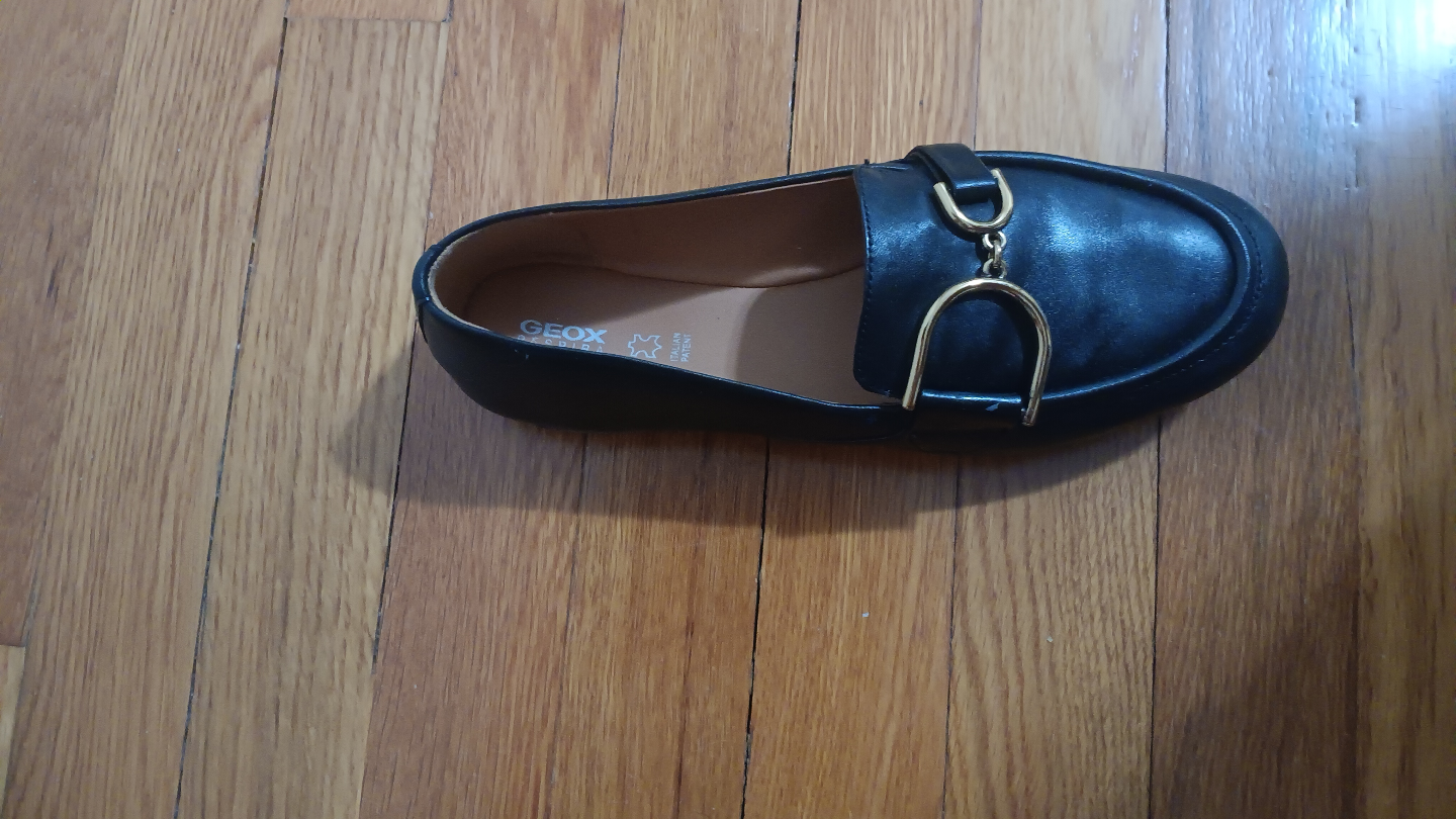 Women's Black Leather Loafers with Gold Accent - photo 3