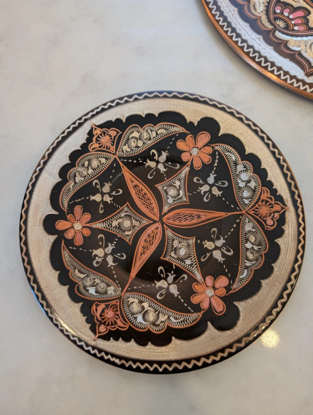 3 Turkish Hand-painted Etched Wall Hanging Copper Plates image indicator(3)