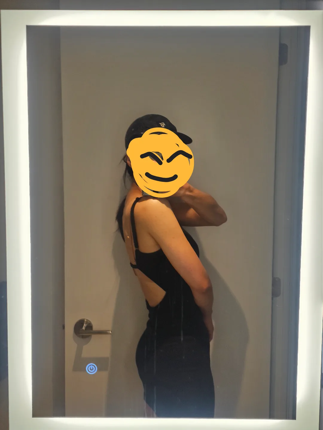 Black Ribbed Mini Dress with Open Back image indicator(3)