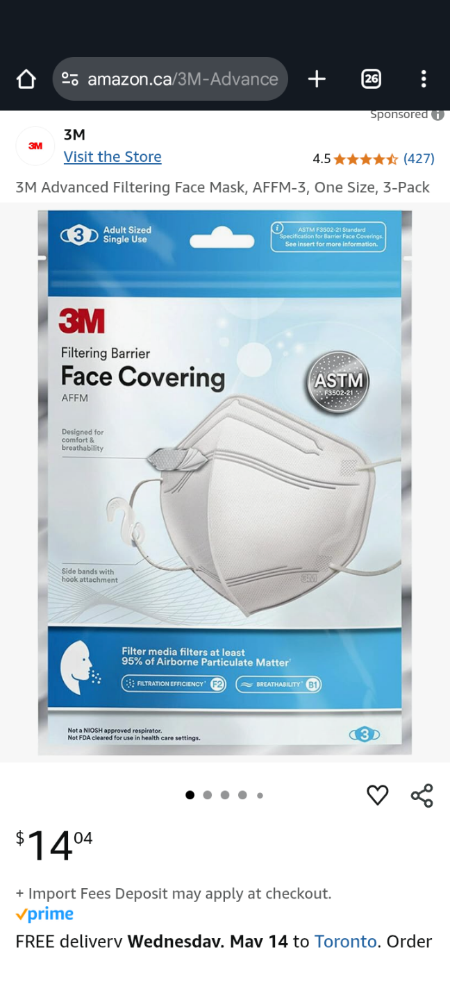 3M Advanced Filtering Face Mask - 3-Pack - photo 2