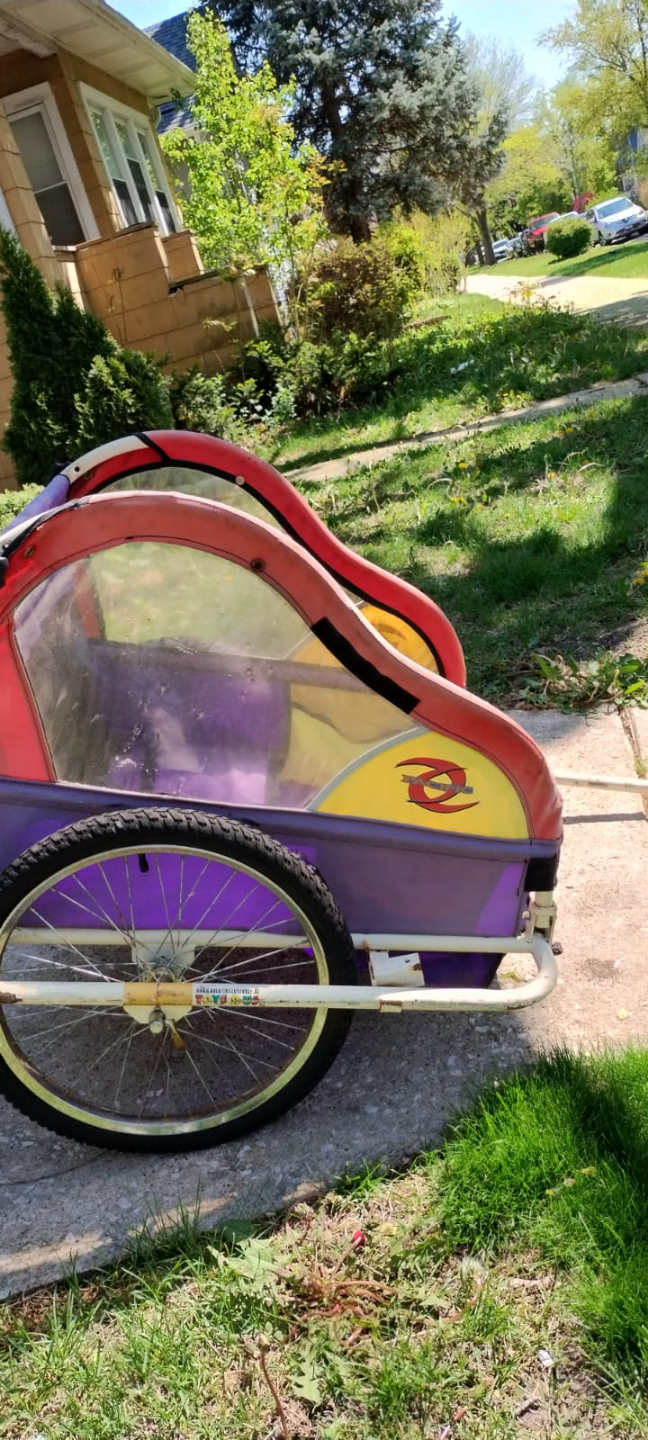 Kids Bike Trailer - Purple, Red, Yellow
