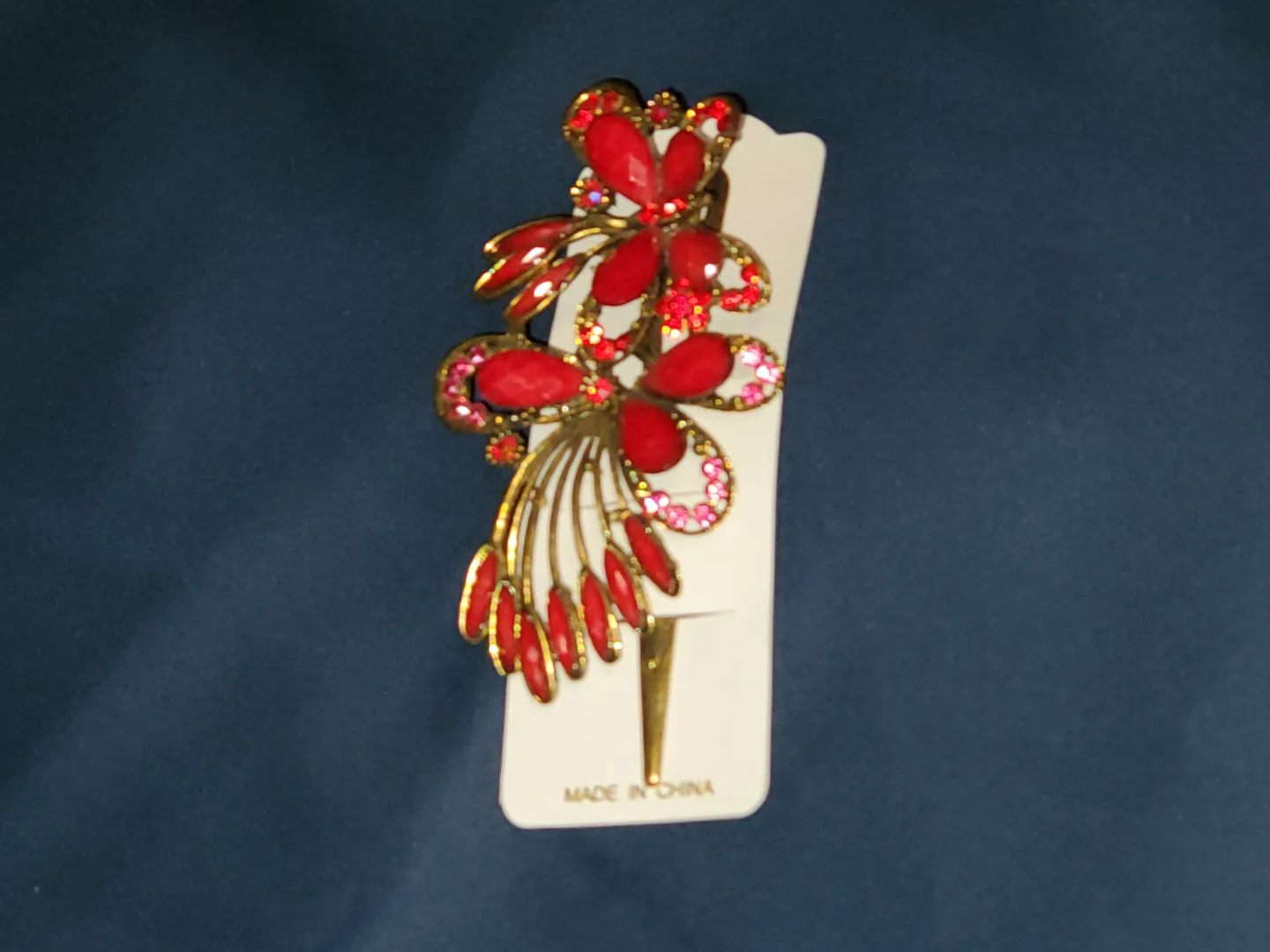 Red and Gold Flower Hair Clip image indicator(6)