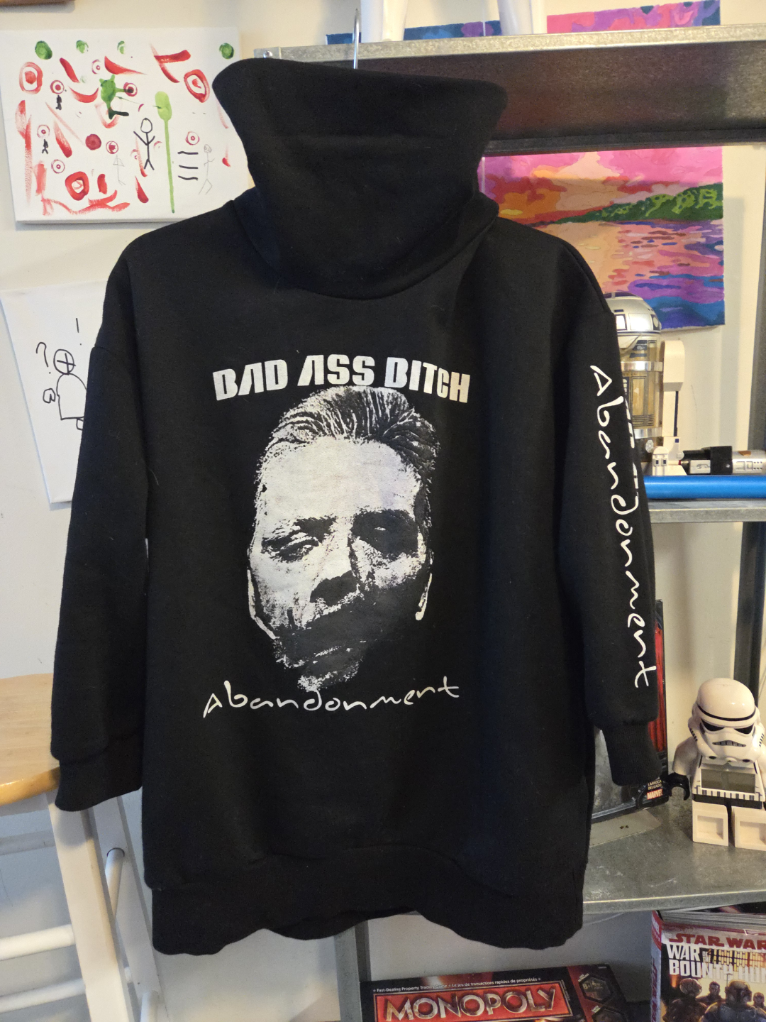 Black turtleneck graphic sweatshirt