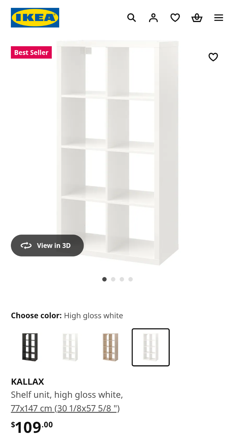 IKEA KALLAX Shelf Unit - Gloss White with underframe - photo 4