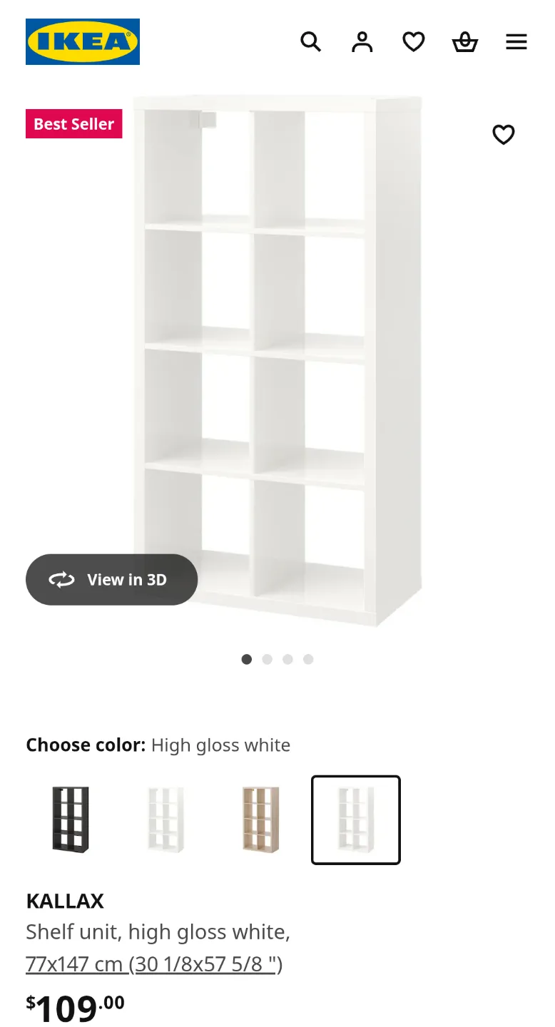 IKEA KALLAX Shelf Unit - Gloss White with underframe image indicator(4)