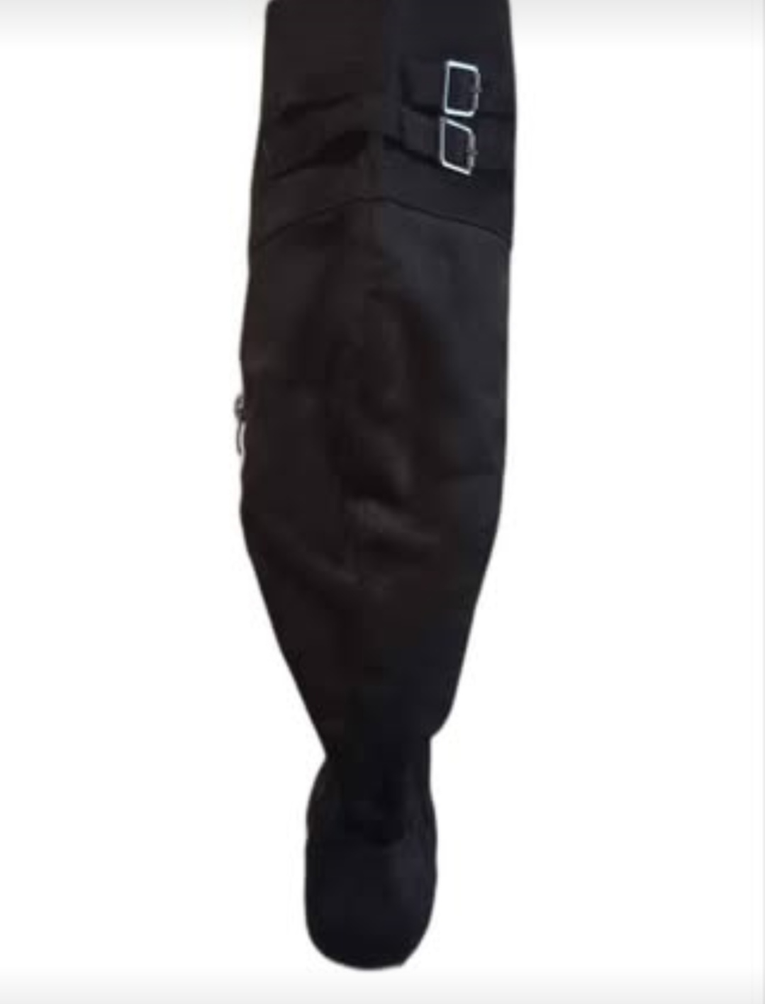 Black Suede Over-the-Knee Boots with Buckle Detail - photo 2