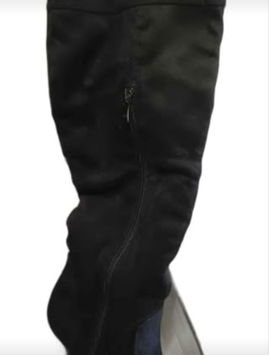 Black Suede Over-the-Knee Boots with Buckle Detail - photo 3