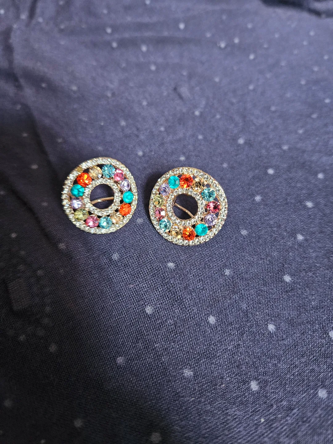 Colorful Crystal Circle Earrings image indicator(2)
