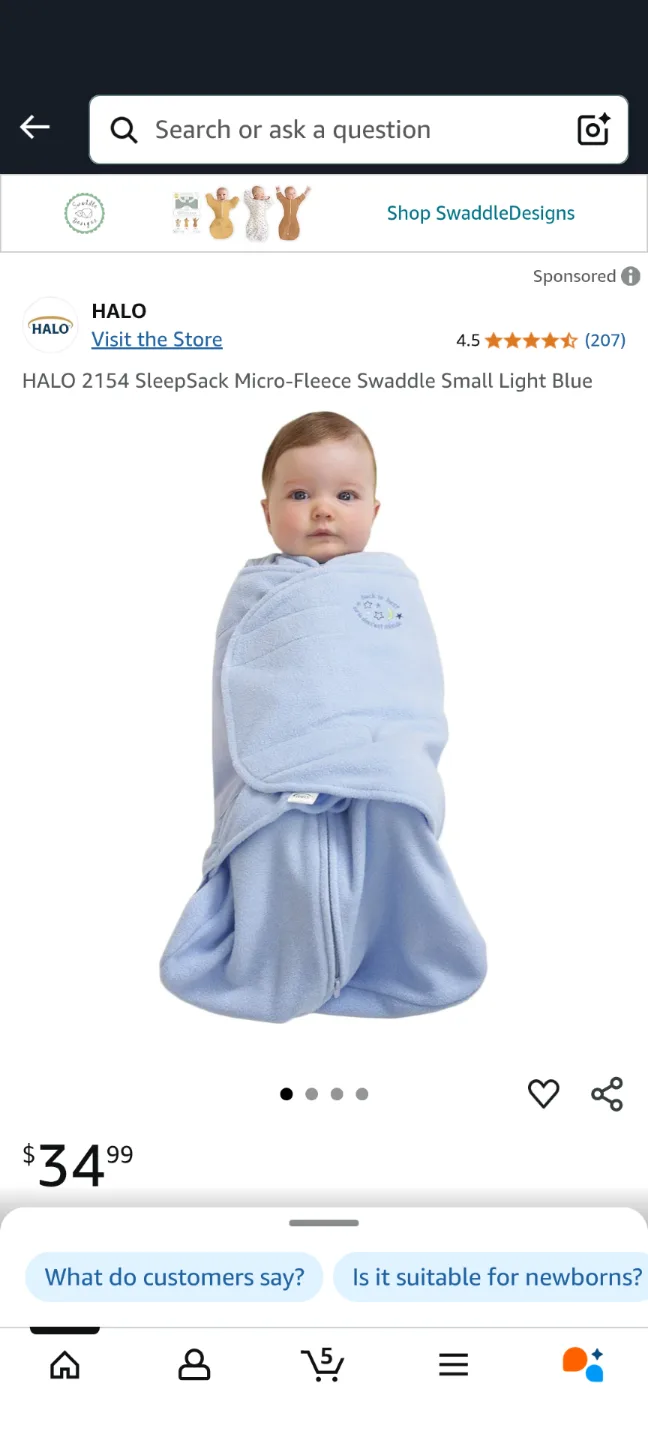 HALO SleepSack Swaddles - Newborn Size - Bundle of 5 image indicator(3)