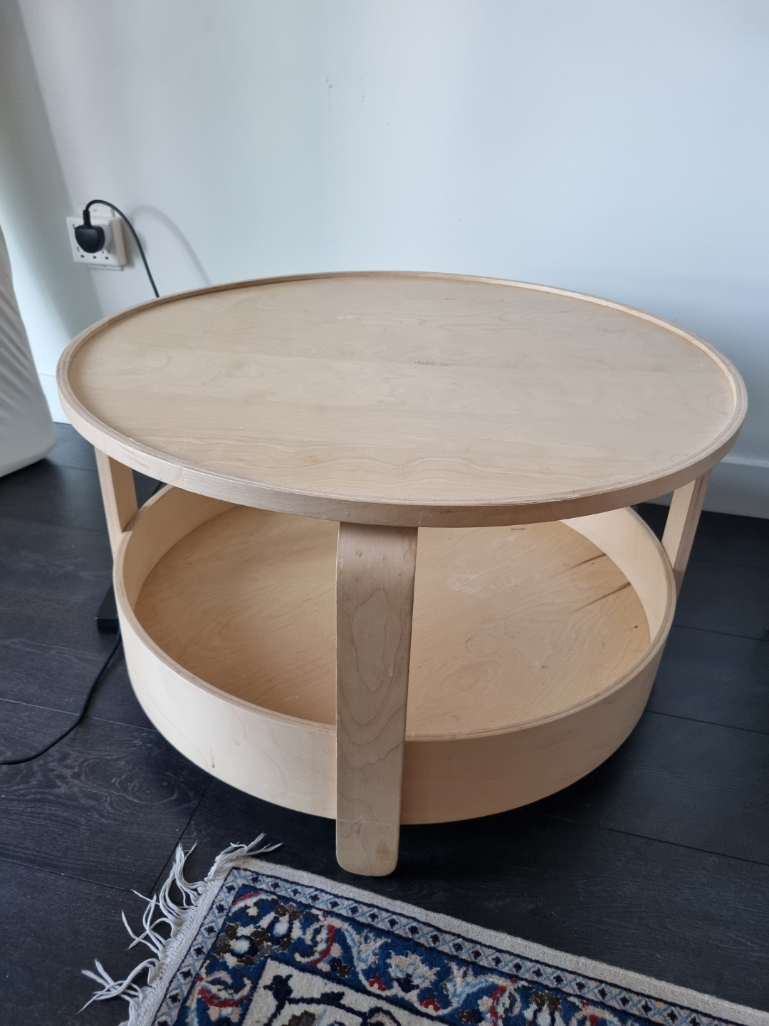 Ikea Round Wooden Coffee Table with Shelf