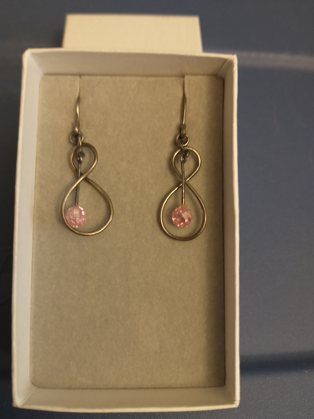 NEW! STERLING SILVER AND PINK CRYSTAL INFINITY EARRINGS