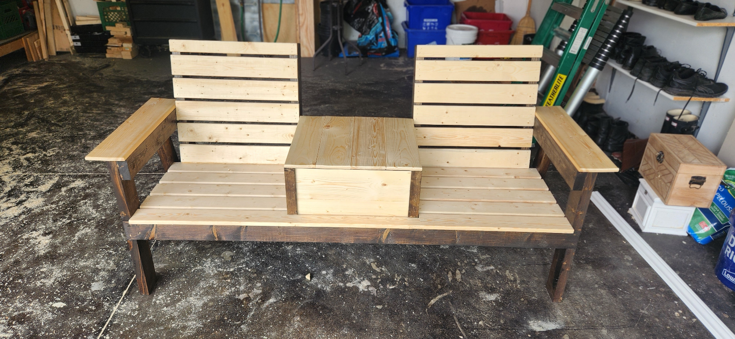 Wooden Love Seat with Storage