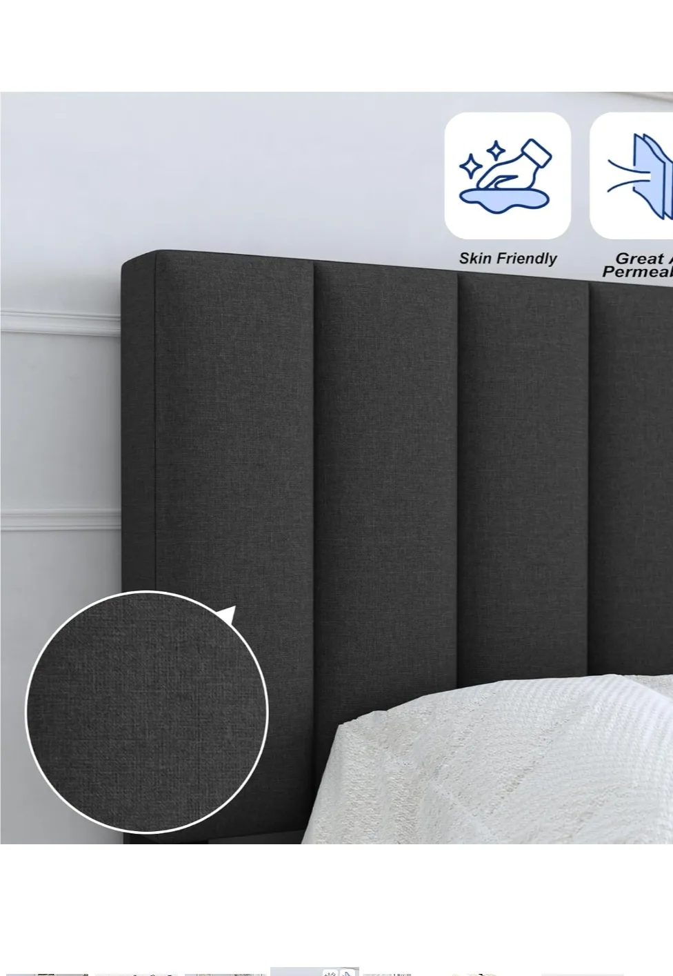 Twin-Size Upholstered Bed Frame with Headboard and Storage image indicator(5)