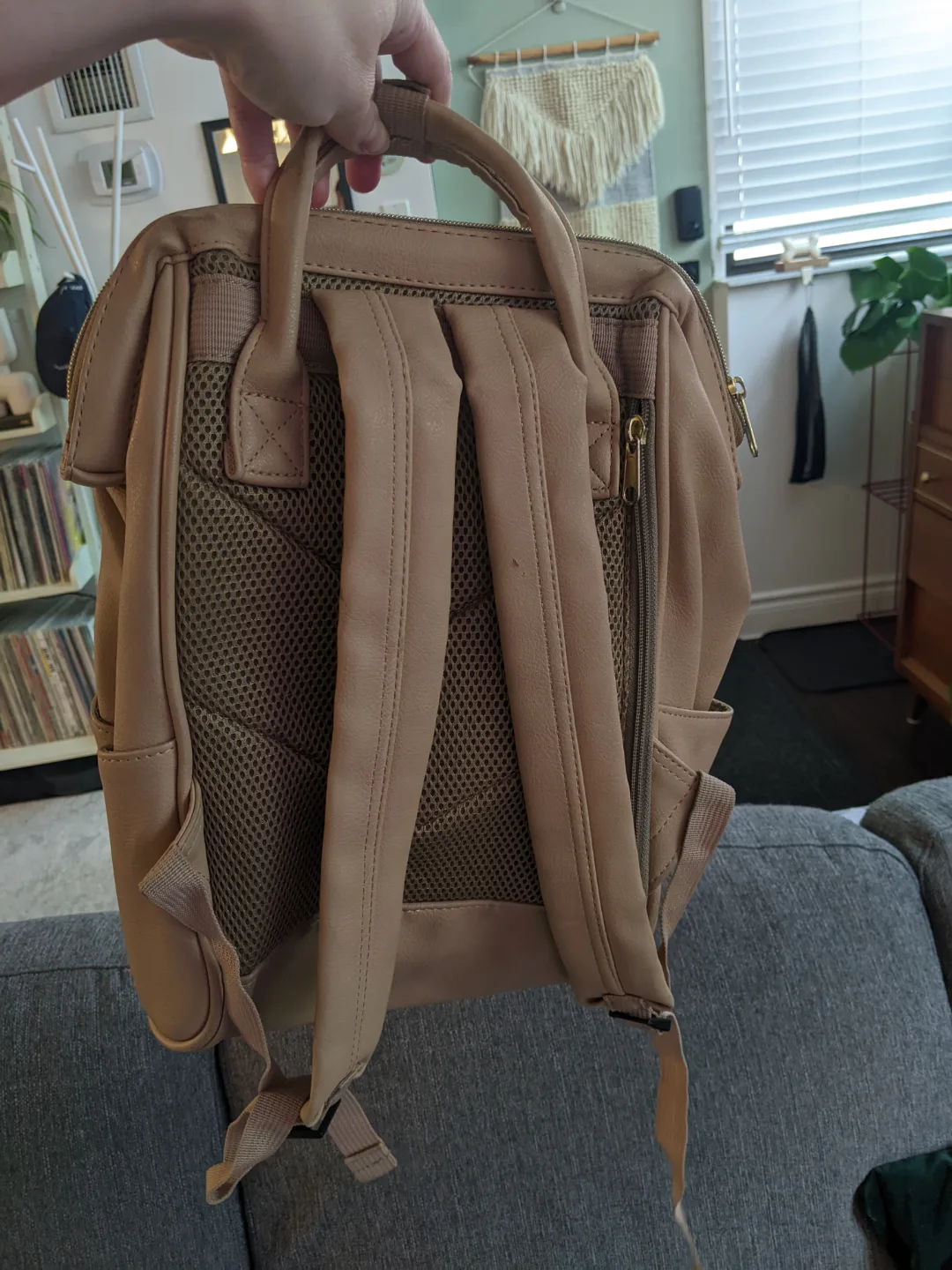 Anello Japan Faux Leather beige backpack bag image indicator(2)