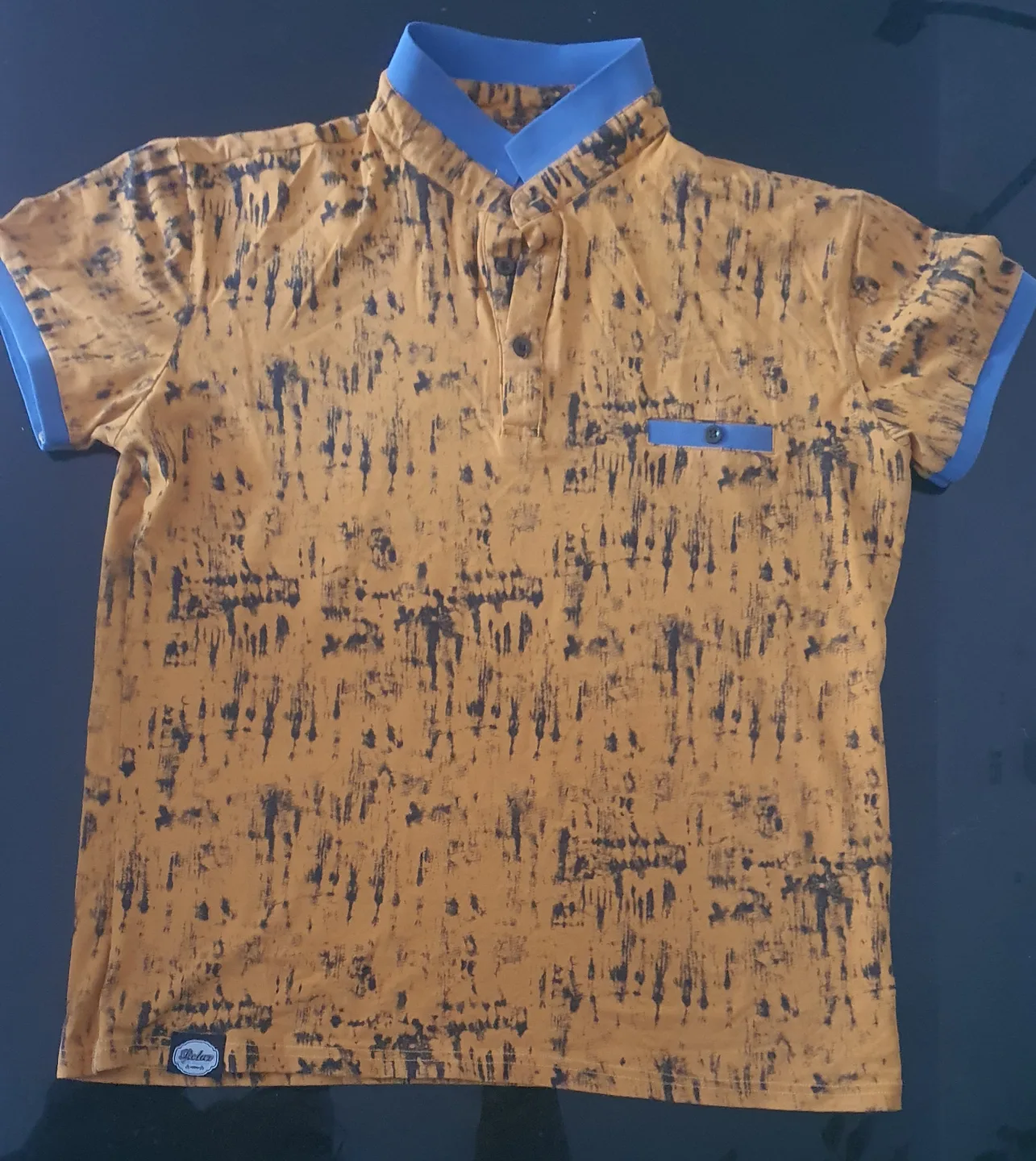 Men's Mustard Yellow & Black Abstract Print Polo Shirt image indicator(2)