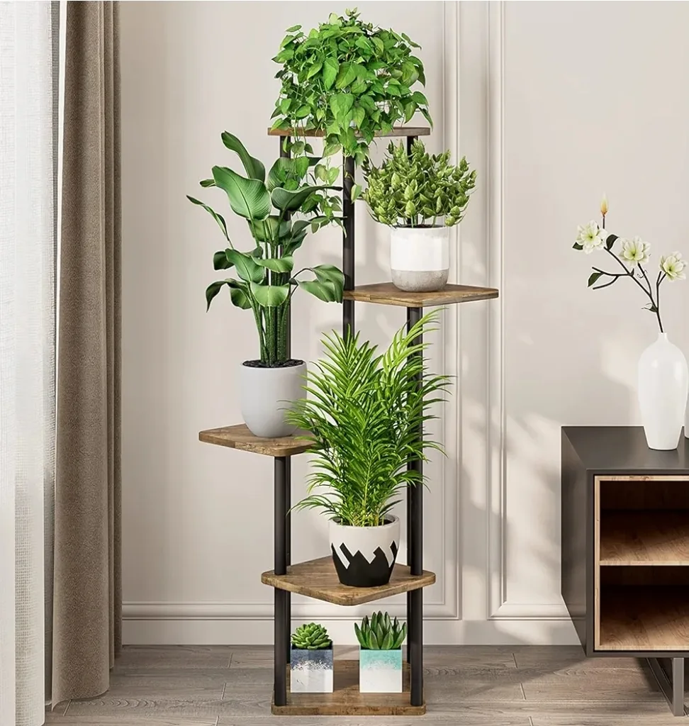 5-Tier Plant Stand, Rustic Brown thumbnail