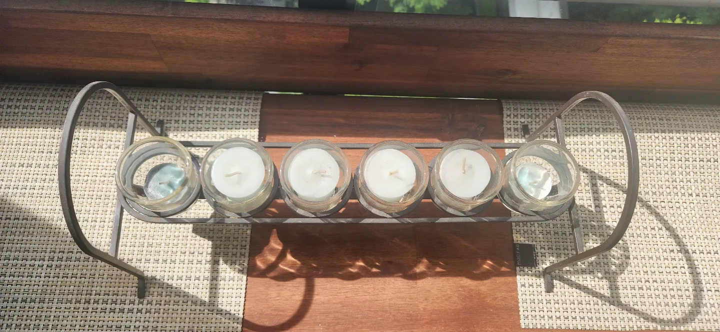 Metal Candle Holder with 6 Candles & 6 Glass Holders image indicator(2)