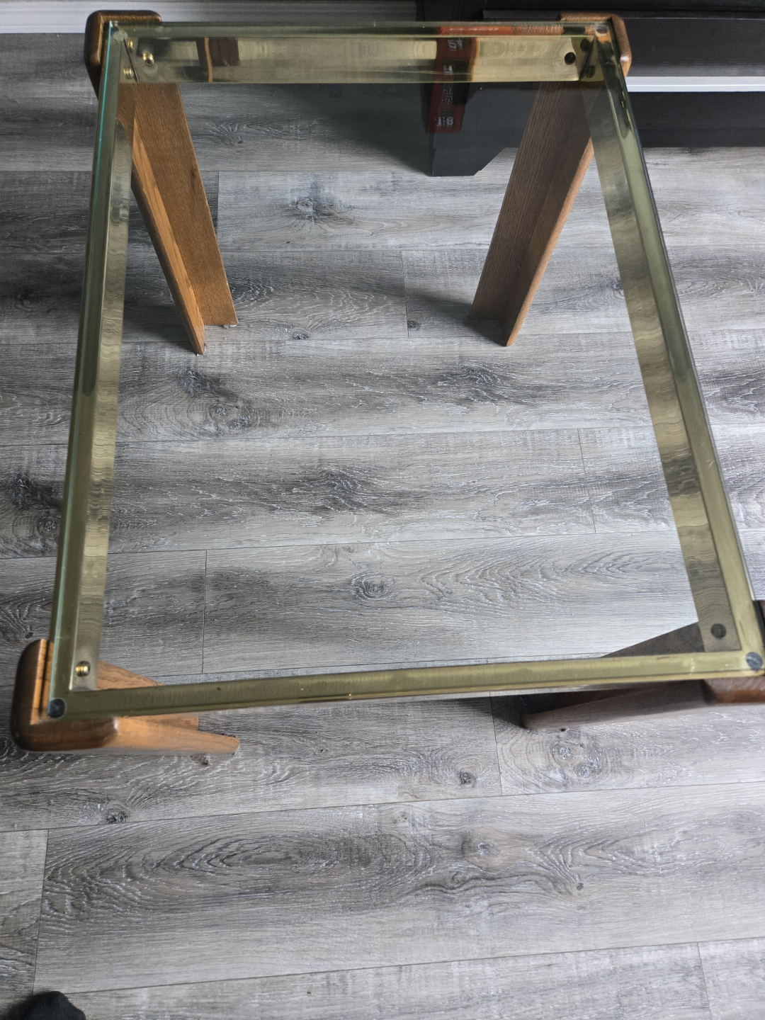 Mid-Century Modern Glass and Wood Coffee Table