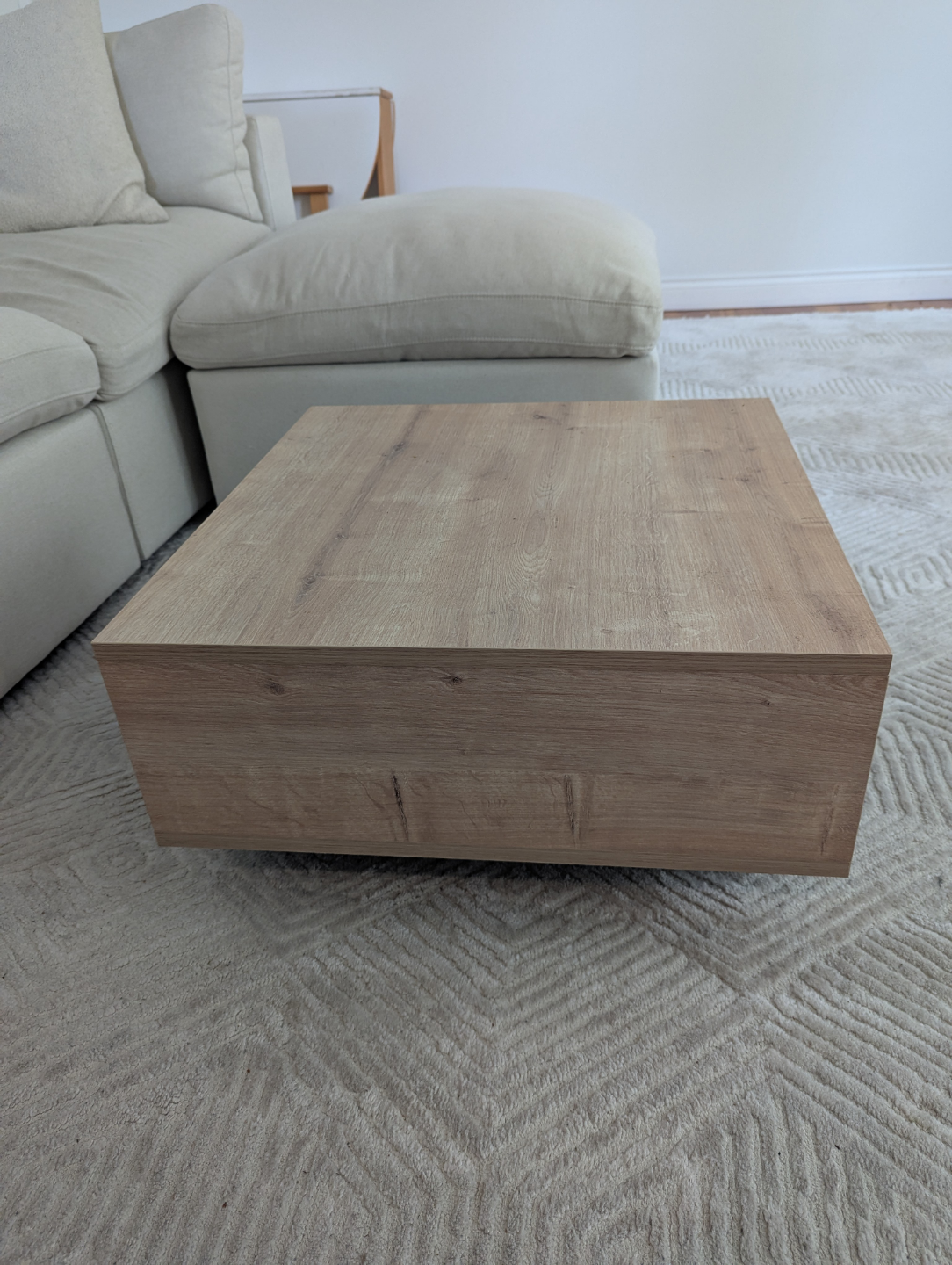 Modern Square Coffee Table with Open Shelf