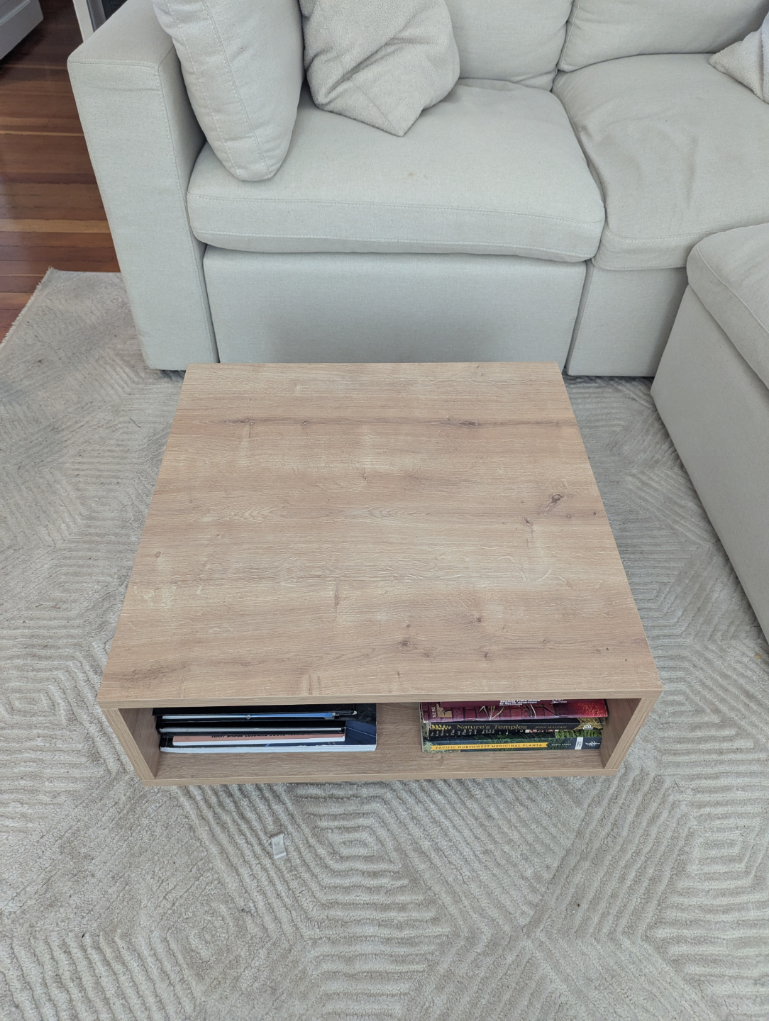 Modern Square Coffee Table with Open Shelf - photo 2