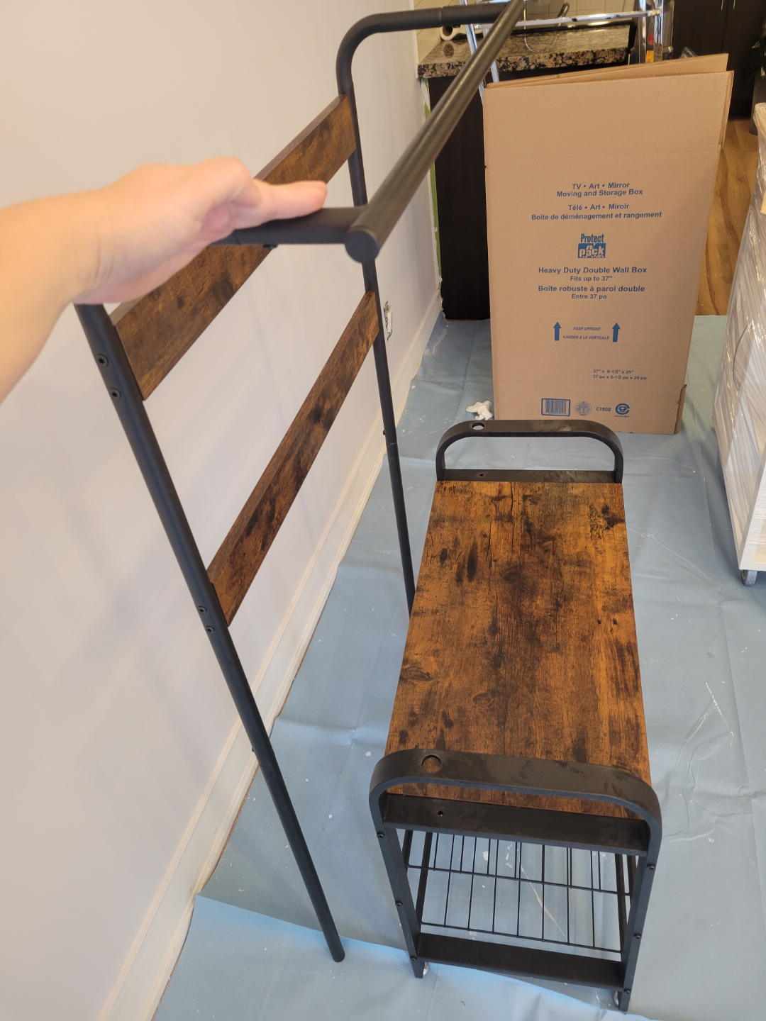 Industrial-Style Hall Tree with Shoe Rack - photo 2